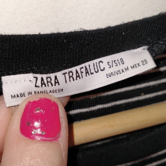ZARA Striped Soft Crop T Shirt Size Small - Picture 2 of 2
